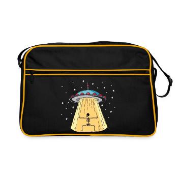 UFO mit Skeleton Lichtinstallation - Retro Tasche - Schwarz/Gold - Vorne
