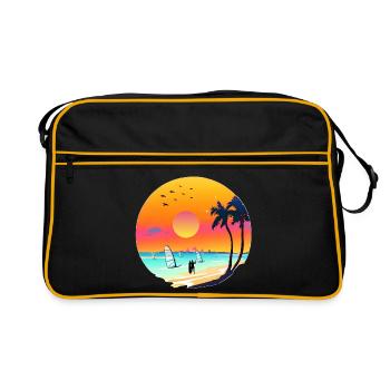 Summer Sunset Beach Watercolor - Retro Bag - black/gold - Front