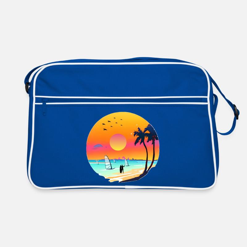 Aquarelle de plage de coucher de soleil d’été Sac Retro
