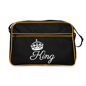 Royal Crown with King Text Design - Retro Bag - black/gold - Front