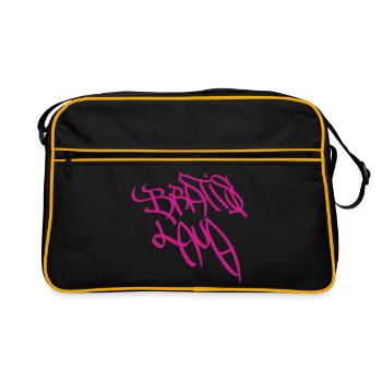 Kunstvolles Graffiti-Design in Lila Bratislava - Retro Tasche - Schwarz/Gold - Vorne