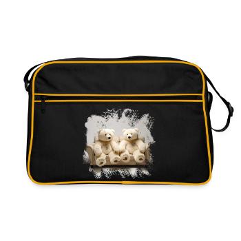 Cuddly Bears on the Sofa Duo - Retro Bag - black/gold - Front