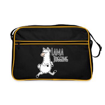 Llama jogging - funny llama goes jogging, join in - Retro Bag - black/gold - Front