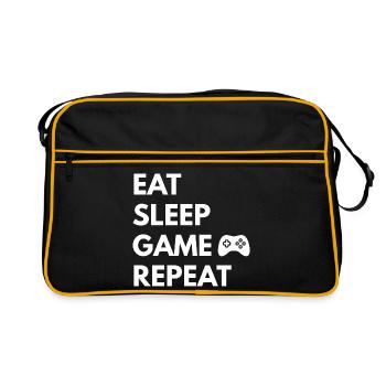 Répéter le jeu Eat Sleep – Devise du jeu - Sac Retro - noir/or - Devant