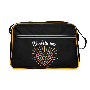 Konfetti im Herzen Karneval Geschenk - Retro Tasche - Schwarz/Gold - Vorne