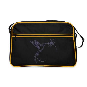 Silhouette minimaliste d’oiseau en vol - Sac Retro - noir/or - Devant