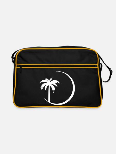 Palme im Kreis Silhouette - Retro Tasche - Schwarz/Gold - Vorne