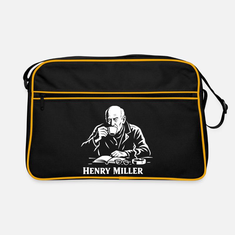 Henry Miller Café Reader - Retro Tasche - Schwarz/Gold