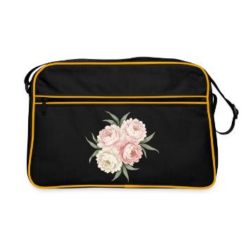 Peonies Bouquet in Pink - Retro Bag - black/gold - Front
