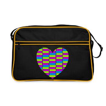 Herz - Retro Tasche - Schwarz/Gold - Vorne