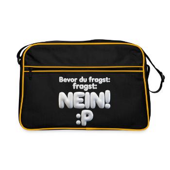 BEVOR DU FRAGST: NEIN! - Retro Tasche - Schwarz/Gold - Vorne