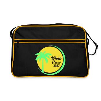 Malle Crew 2027 Palmen Design - Retro Tasche - Schwarz/Gold - Vorne