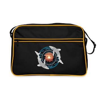 Oceanic whitetip sharks Hawaiian Polynesian - Retro Bag - black/gold - Front