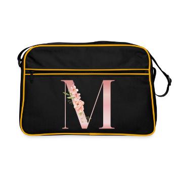 M pastel pink flowers - Retro Bag - black/gold - Front