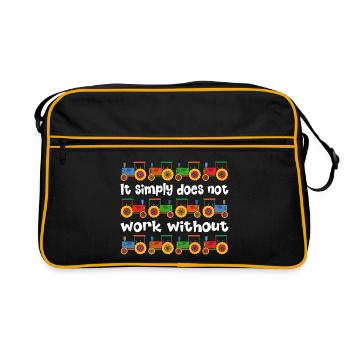 It doesn't work without a tractor - Retro Bag - black/gold - Front