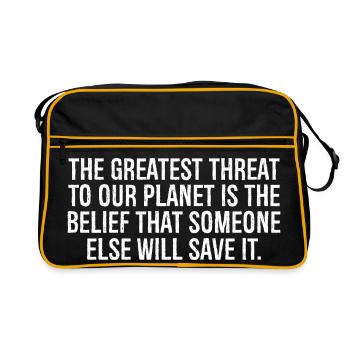 the greatest threat to our planet is the belief - Retro Bag - black/gold - Front