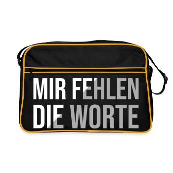 Mir fehlen die Worte - Retro Tasche - Schwarz/Gold - Vorne