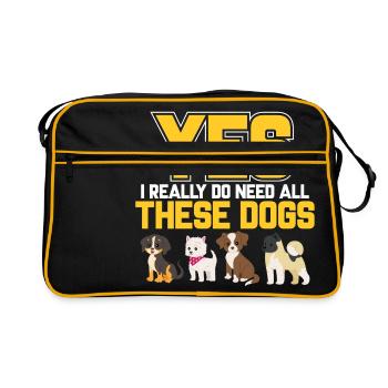 YES I REALLY NEED ALL THESE DOGS - Retro Tasche - Schwarz/Gold - Vorne