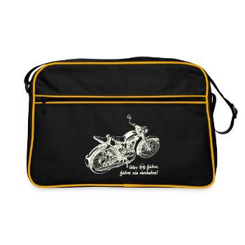 RT 125 - DDR Oldtimer Motorrad Ostalgie - Retro Tasche - Schwarz/Gold - Vorne