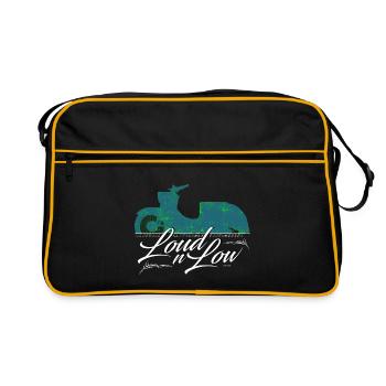 LOUD N LOW - Simson Schwalbe KR51 DDR DesignArt - - Retro Tasche - Schwarz/Gold - Vorne
