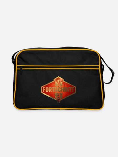 Fortschritt DDR Kombinat Landmaschinen Vintage - Retro Tasche - Schwarz/Gold - Vorne