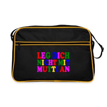 Leg dich nicht mit mutti an - Retro Tasche - Schwarz/Gold - Vorne