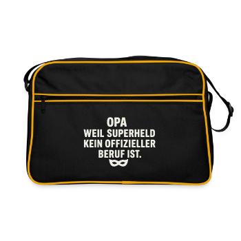 Opa: Weil Superheld kein offizieller Beruf ist - Retro Tasche - Schwarz/Gold - Vorne