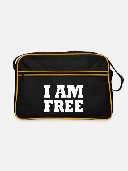 I am free - Retro Tasche - Schwarz/Gold - Vorne