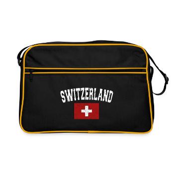 SWITZERLAND - Schweizer Flagge - usedlook - Retro Tasche - Schwarz/Gold - Vorne