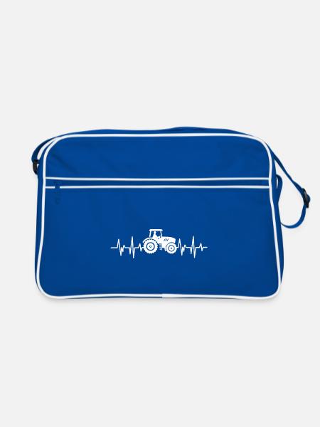 Heartbeat - Tractor - Farmer - Farmer - Retro Bag - blue/white - Front