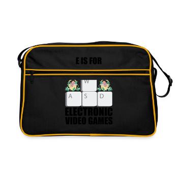 E Is For Egg Hunt Electronic Video Games Gamer Vid - Retro Tasche - Schwarz/Gold - Vorne