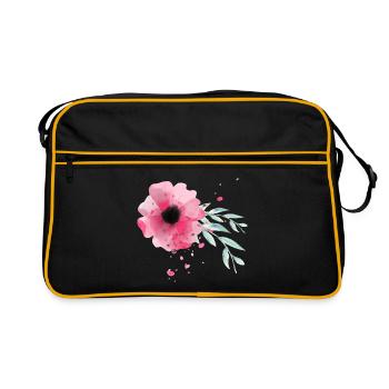 Vintage Rose Flower - Retro Tasche - Schwarz/Gold - Vorne