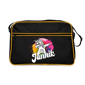 JANNIK - Beau nom de garçon avec licorne cool - Sac Retro - noir/or - Devant