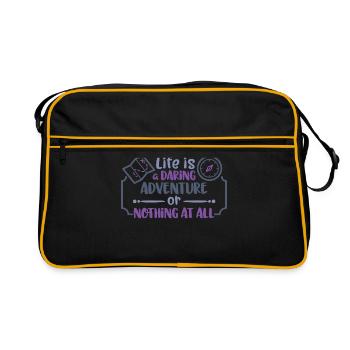 life is a daring adventure - or nothing at all - Retro Bag - black/gold - Front