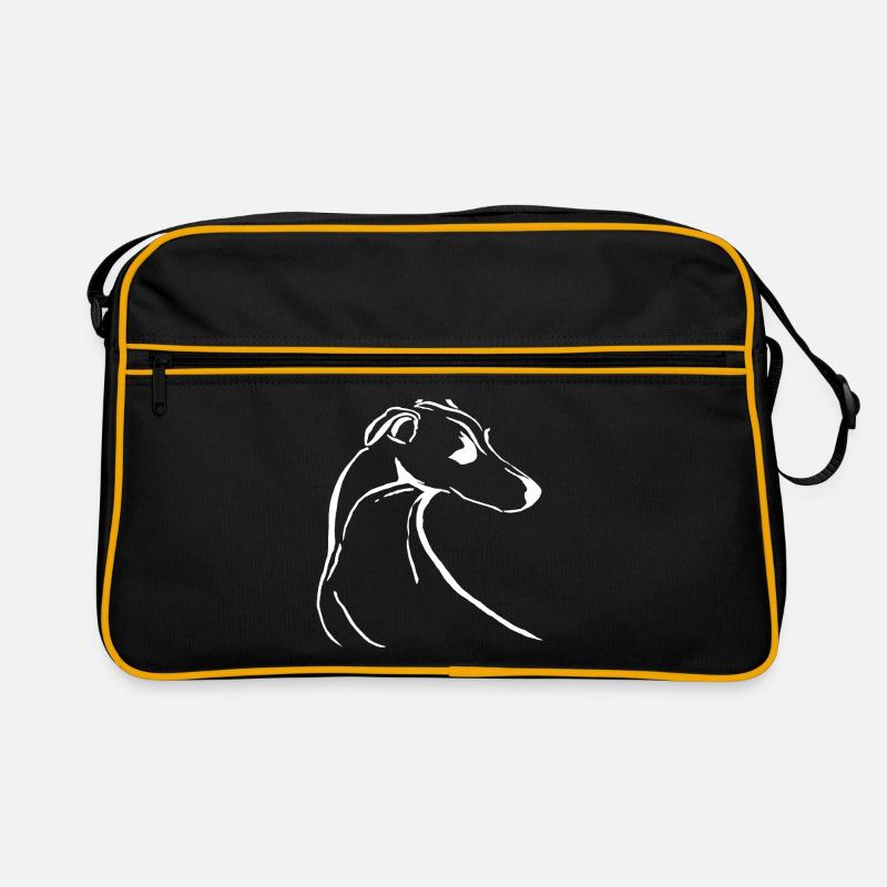 Italian Greyhound White - Retro Bag - black/gold