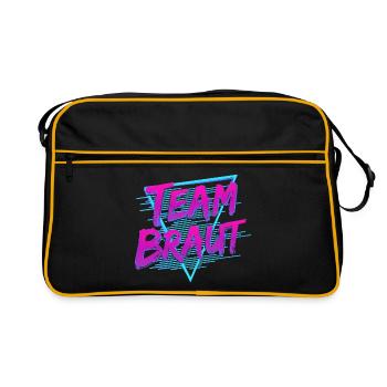 Team Braut (80s Style) - Retro Tasche - Schwarz/Gold - Vorne