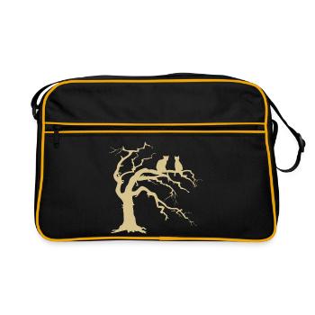 Arbre mort avec 2 silhouettes de chats - Sac Retro - noir/or - Devant