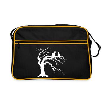 Arbre mort avec 2 silhouettes de chats - Sac Retro - noir/or - Devant