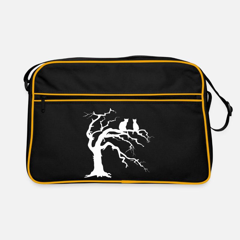 Toter baum mit 2 Katzen Silhouette Retro Tasche
