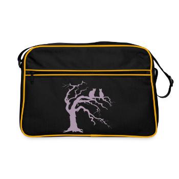 Arbre mort avec 2 silhouettes de chats - Sac Retro - noir/or - Devant