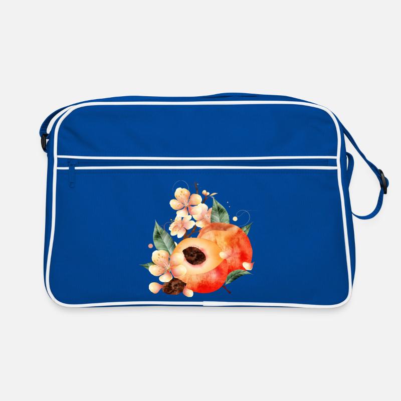 Demi-pêche, pêches, feuilles et fleurs de pêcher Sac Retro