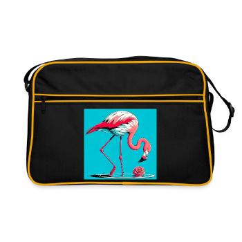 Flamingo - Retro Tasche - Schwarz/Gold - Vorne