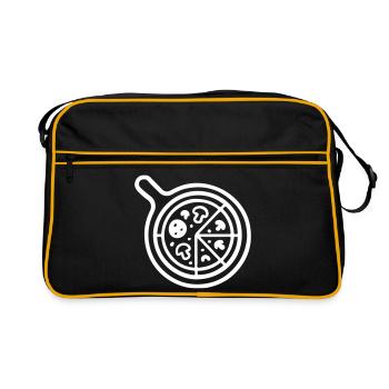 Pizza Pizzeria Symbol - Retro Tasche - Schwarz/Gold - Vorne