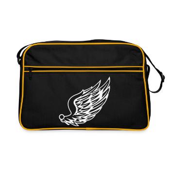 Wings with dynamic feather drawing - Retro Bag - black/gold - Front