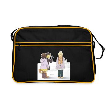Scène d'hiver enfants - Sac Retro - noir/or - Devant