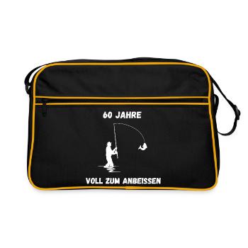 T-shirt Angler 60 ans – Plein à mordre - Sac Retro - noir/or - Devant
