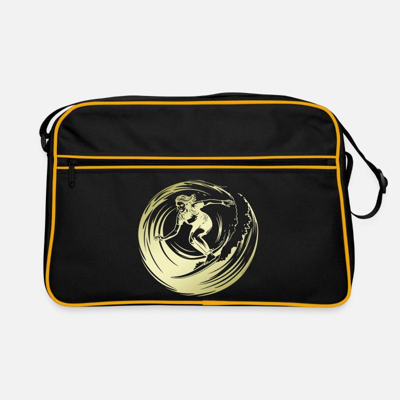 Surfer Silhouette Surfing Retro Bag
