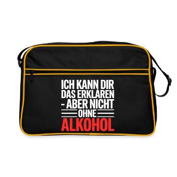 Ich erkläre es – aber ohne Alkohol - Retro Tasche - Schwarz/Gold - Vorne