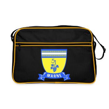 Blason Marne 51 avec une grappe de raisin - Sac Retro - noir/or - Devant