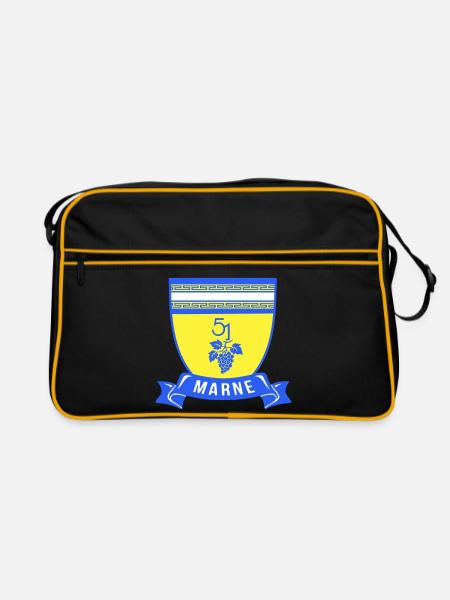Coat of arms Marne 51 with a bunch of grapes - Retro Bag - black/gold - Front